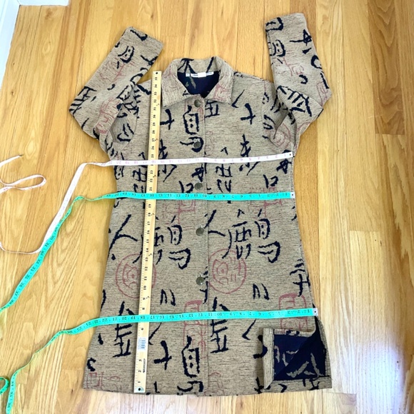 Textured Trench Coat Asian Design Beige Cotton Blend Norm Thompson (S) - Picture 8 of 8